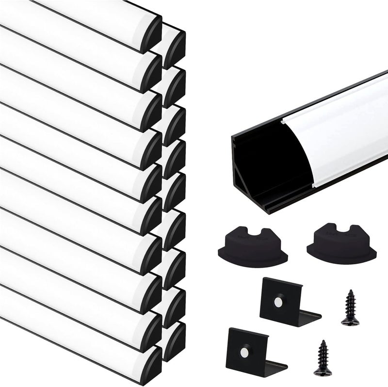 VST 20pack 3.3ft LED Channel, V Shape Led Diffuser Channel, LED Aluminum Channel System with Milky Cover, End Caps and Mounting Clips, Aluminum Profile for LED Strip Light Very Easy Installation - Image 1